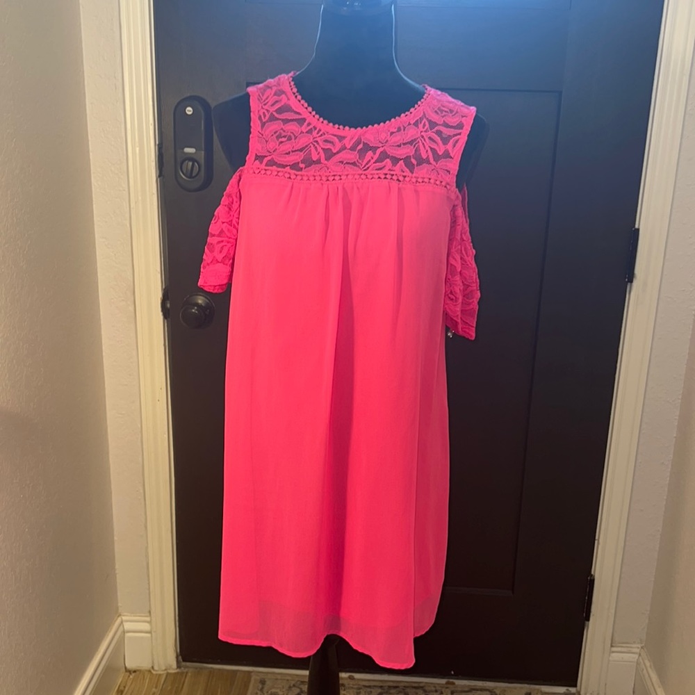 Hot Pink Cold Shoulder Dress